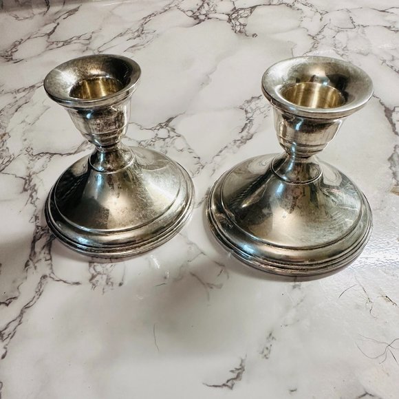 Set of 2 Sterling Silver weighted Candlesticks - Picture 2 of 11